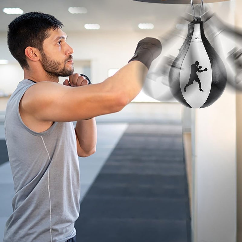 BeneLabel Boxing Speed Bag Kit & Boxing Speed Bag - Premium Leather Bag with 360° Swivel and Inflator - Easy to Install and Use - Improve Your Speed and Reflexes - Image 2